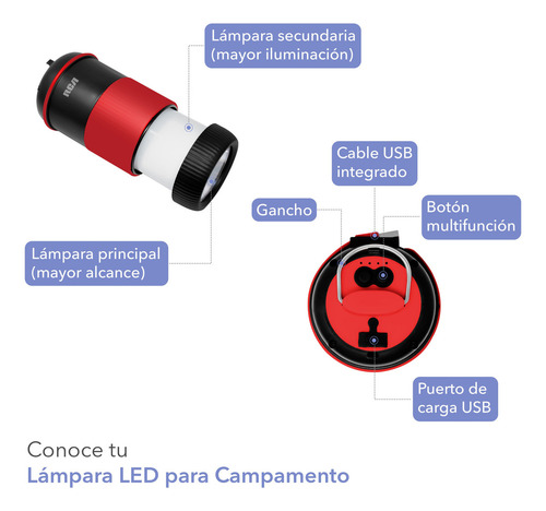 Rca Lámpara Led Para Campamento Rc-705 Color Negro