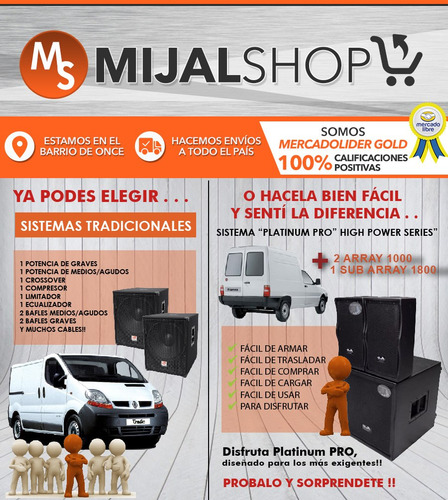 Combo Gbr Array 2 Bafles 10 Sub 18 + 2 Trípodes + Cuotas