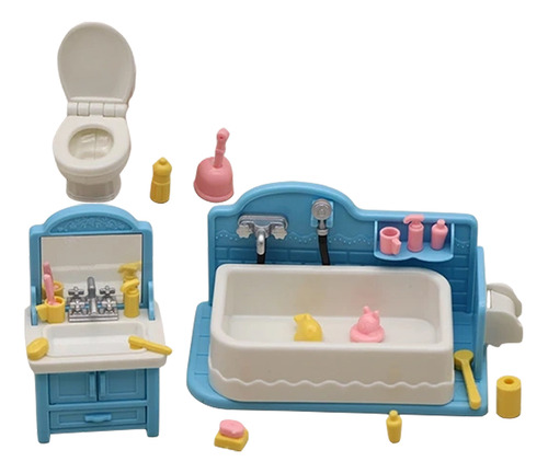 1 Juego De Muebles De Baño Mini House, Bañera En Miniatura