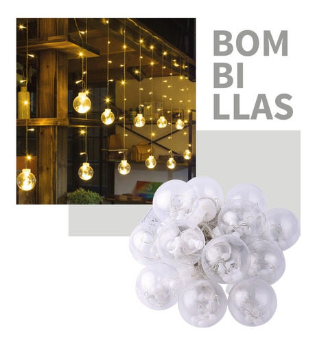 Imagen 5 de 10 de Cascada Bola Cristal 108led 12und Amarilla O Blanca