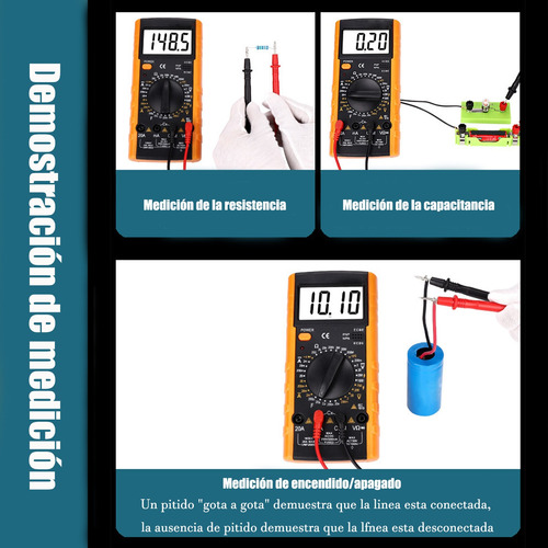 Multímetro Capacimétrico Digital Con Continuidad De Pitidos