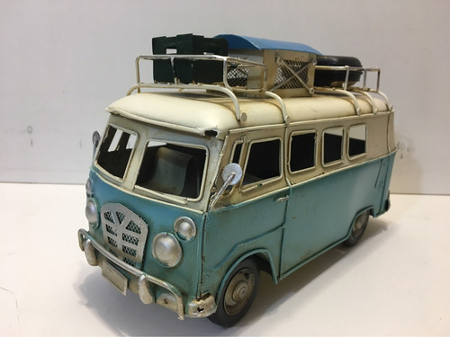 Miniatura Metal Kombi Perua Vw Com Bagageiro Mala E Caixa