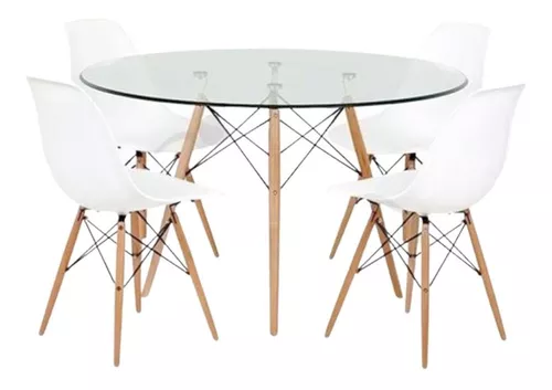 Juego De Comedor Mesa 120cm + 4 Sillas Eames