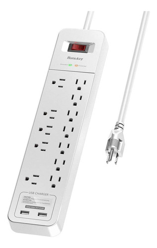 Enchufe Inteligente Marca Huntkey/12 Tomas/2 Usb/blanco
