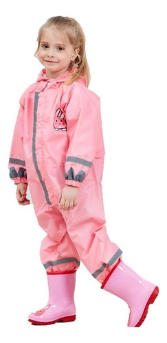 Impermeable Enterizo Niños  Conejo Rosado Talla S/2-4