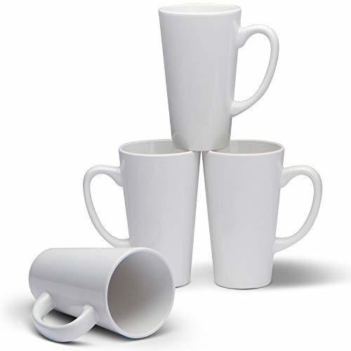 Tazas De Café Cerámicas Altas Con Embudo, Blanco, 15oz,