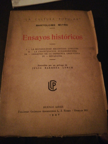 Ensayos Históricos Bartolomé Mitre  La Cultura Popular  