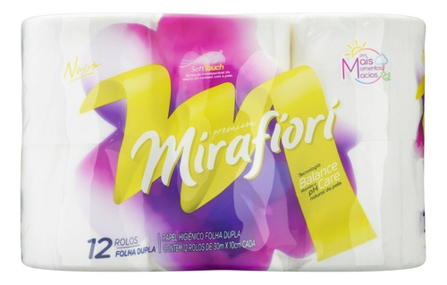 Papel higiênico Mirafiori Premium folha dupla 30 m de 12 un