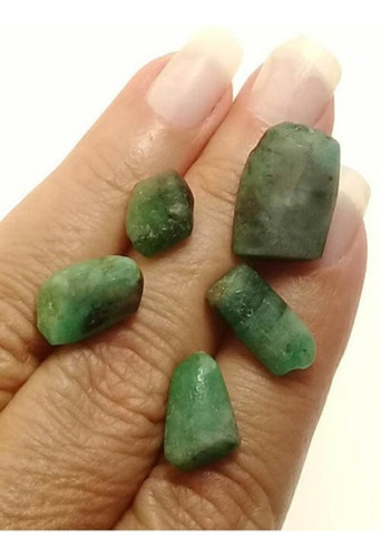 Esmeralda Rolada 45.00 Cts Bruto Kit 05 Pedras Selenita A Verde Translucido Cor Forte Pedra Preciosa Extra Da Bahia Garantia Eterna