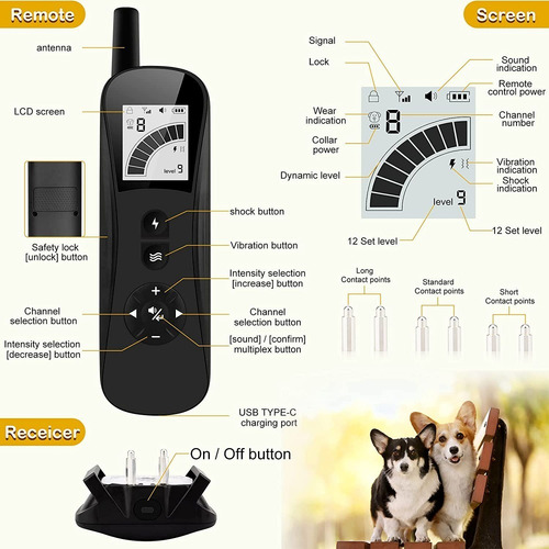 Collar De Entrenamiento Perros Lcd Grande E Impermeable Ip67