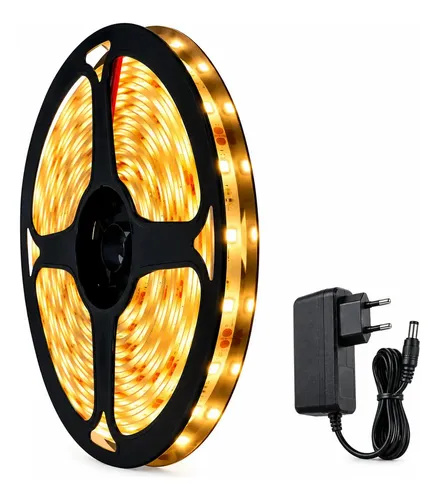 Fita Led Amarela 2835 Quente 5m 300 Led Dupla Face Fonte Cor da luz Branco-quente IP20 Maffacioli