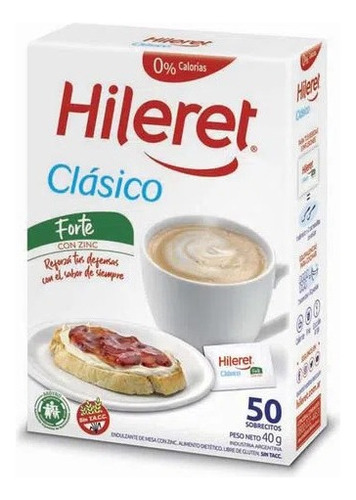 Edulcorante Hileret Forte 50 Sobres  Pack 8 Unidades 