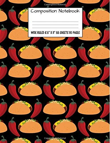 Composition Notebook Wide Ruled Food Taco Chili Cute Composi