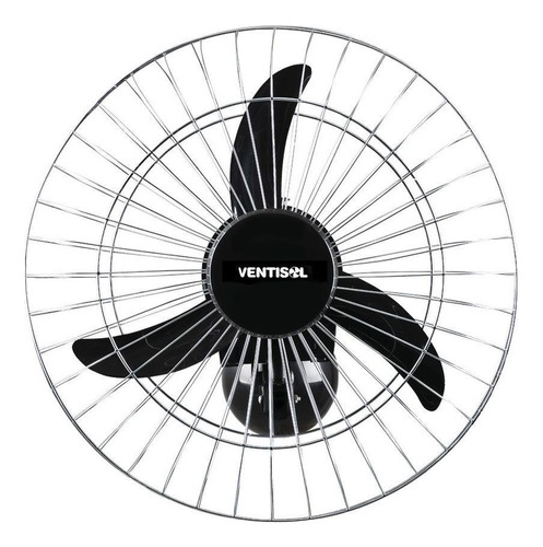 Ventilador de parede Ventisol Comercial cromado com 3 pás cor  preto de  plástico, 50 cm de diâmetro 127 V/220 V