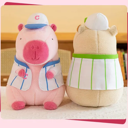 Yn Peluche De Capibara Realista Para Decorar 33cm Ropa Rosa