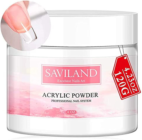 Saviland Clear Acrylic Powder 4.23oz - Profesional Crystal P