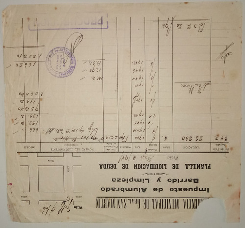Comprobante De Impuesto Inmobiliario Municipal De San Martín