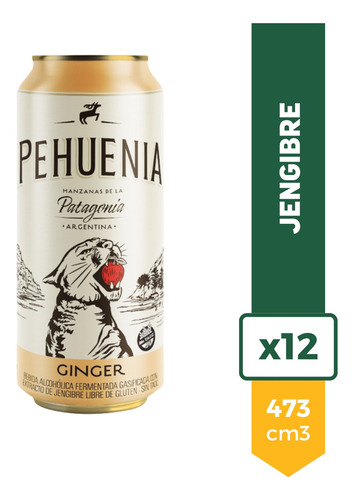Sidra Pehuenia Jengibre Lata 473ml Pack X12 La Barra