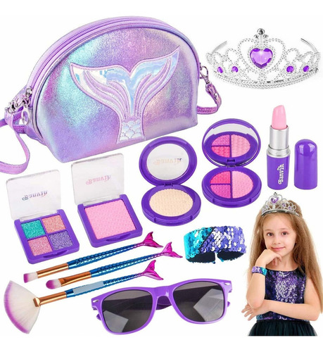 Maquillaje Kit  Para Niñas De Princesa Sirena, Juego Fr80sm