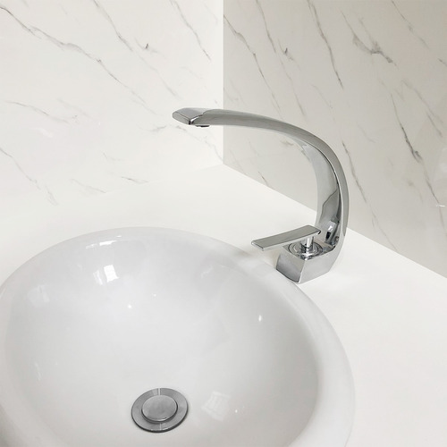 Torneira Banheiro Curvada Cascata Misturador Monocomando Metal Cromado Bancada Pia Lavabo Alto Padrão Torneira Curva Slim Bica Baixa Quente Frio Dona D.cor
