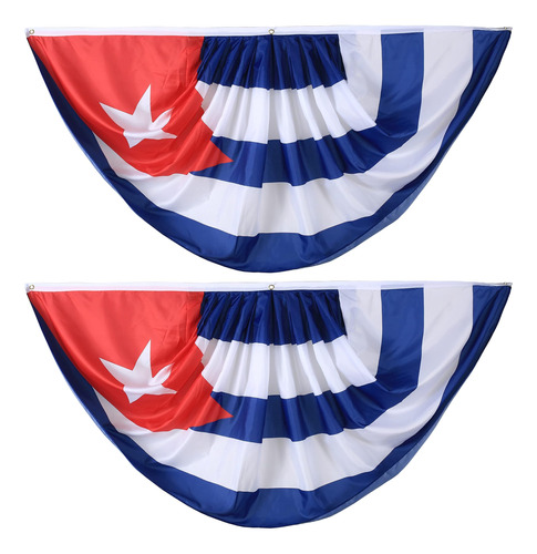 Banderines De Bandera De Abanico Plisada Cubana De Cuba, 3 X