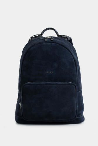 Morral Vélez De Cuero Gamuzado Para Hombre Azul Oscuro