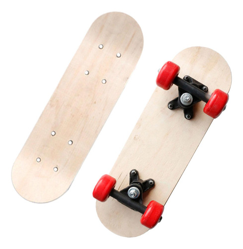 Tabla De Skate De Madera, De Madera, 43cm Con Rueda