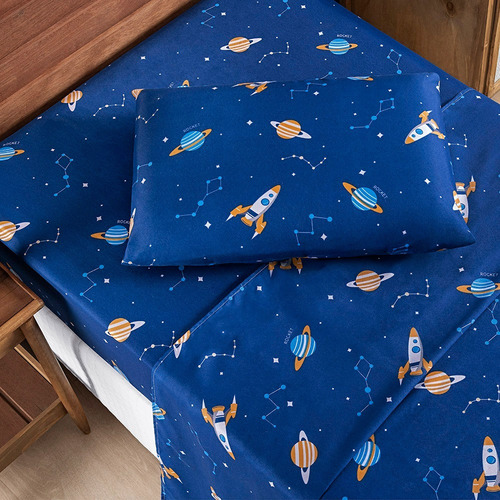 Jogo De Cama Infantil Solteiro Estampado Menina/menino 3pçs Cor Galaxia Desenho Do Tecido Bouti