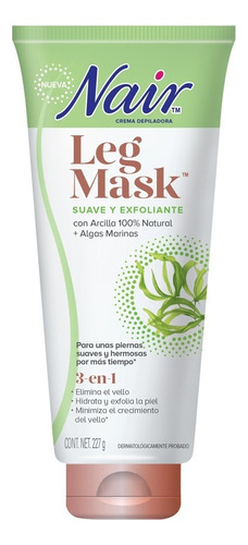 Crema Depilatoria Corporal Nair Leg Mask Suave Y Exfoliante Algas Marinas 227 G