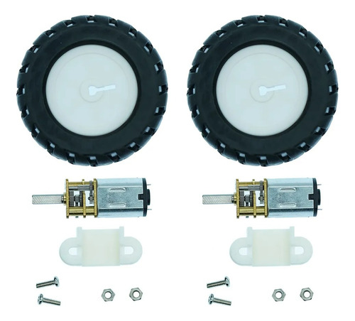Kit 2 Pz Motorreductor Ga12-n20 Dc 3v/6v/12+llanta Y Soporte