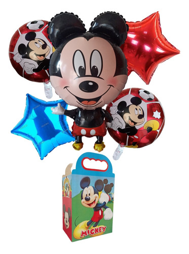 Mickey Mouse Set Globos Decoración Más Caja Dulcera 20 Niños