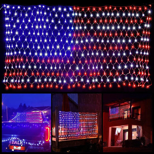 Luces De Bandera Americana, 390 Luces Led Superbrillantes Co