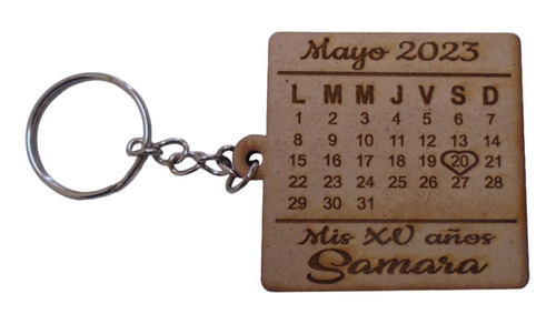 Llavero Calendario Personalizado Boda Argolla Sencilla 15pzs