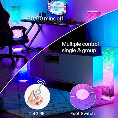 Lámpara Piso, 39 (xs) Rgb Led, Pantalla Marfil Marrón