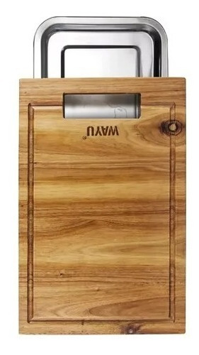 Tabla Para Picar De Madera Acacia Con Bandeja De Acero Wayu