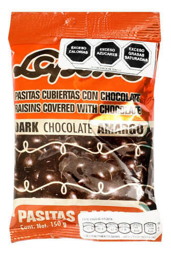 2 Pack Pasitas Cubiertas Con Chocolate Amargo Laposse 150