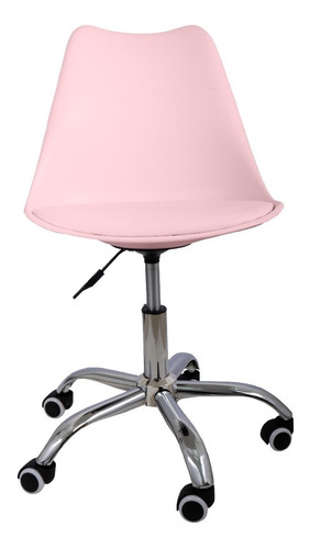Silla de escritorio InnGroup Tulip con ruedas rosa