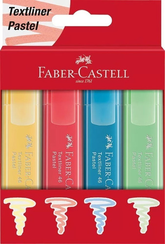 Resaltador Faber Castell Textliner 46 Color Pastel X 4