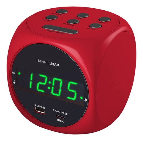 Hannlomax Hx-702c - Reloj Digital Con Alarma Dual Y Puertos