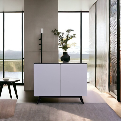 Credenza Minimalista Hogare Bufetera Mueble Recibidor Color Blanco-negro