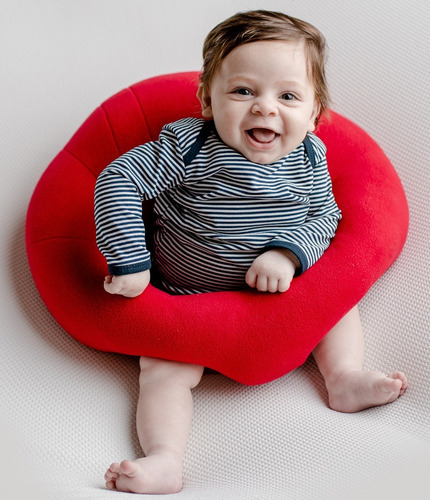 Almofada Apoio Puff Para Bebe Sentar Sofazinho Antialérgico Cor Vermelho