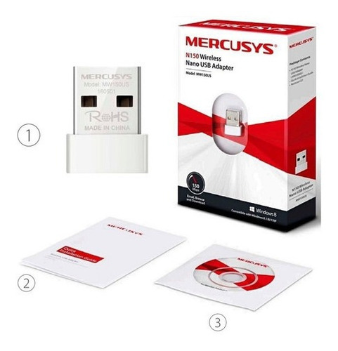 Adaptador Usb Nano Inalámbrico Mercusys 150mbps Mw150us