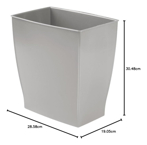 Cesta De Baño Rectangular Gris Para Basura 8 Litros