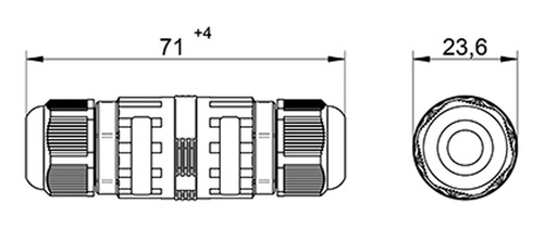 Conector Estanco Lineal Ip68 2 Polos + Tierra Tekox
