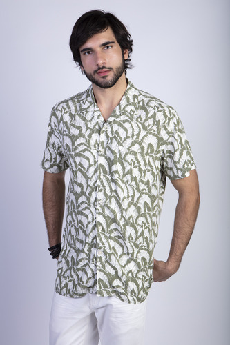 Camisa Estampada Hojas F Verde Ferouch Ss24