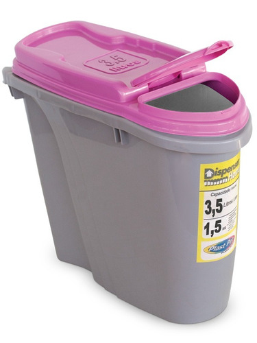 Dispenser Home Armazenador/porta Ração 40 L Rosa Liso