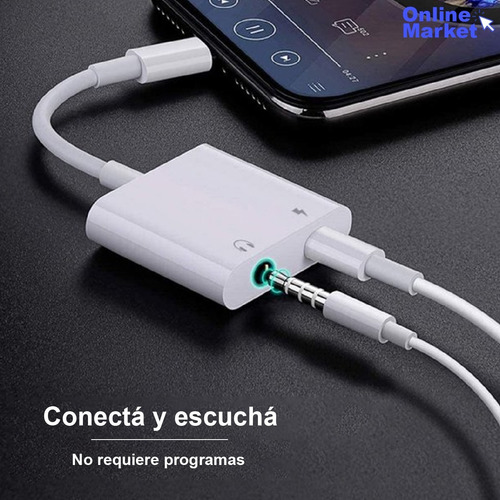 Imagen 3 de 10 de Splitter Compatible iPhone iPad - Auricular 3.5mm + Carga