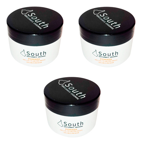 Pomada Soluble En Agua South Fijacion Efecto Mate 60 Cc X 3 