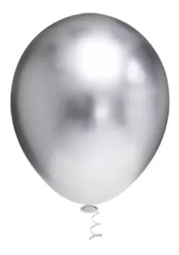 Balão Bexiga Metalizado Prata 9  Com 25 Unidades