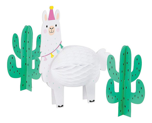 Centros De Mesa De Llama Y Cactus - Suministros De Cumpleaño